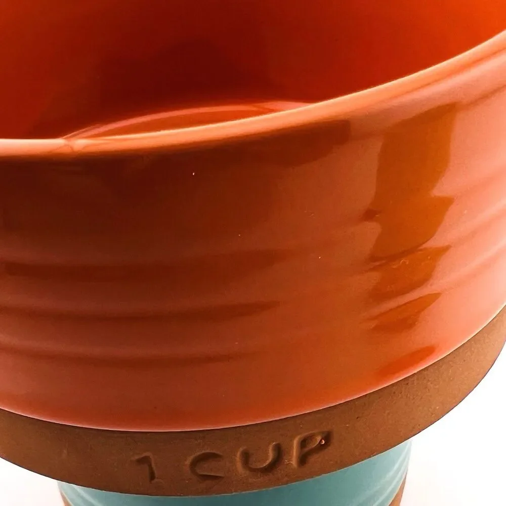 Dip by Now Designs Glazed Terracotta Decorative Measuring  Set 1, 1/2 & 1/4 Cup